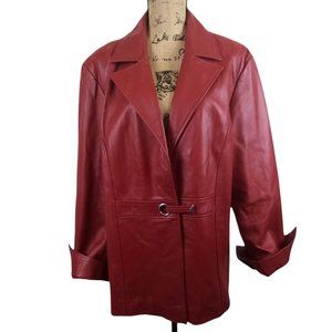 plus size red leather jacket